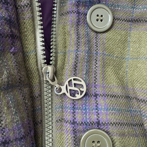 Jou Jou Plaid Wool Blend Hooded Jacket w/ Faux Fur Trim – Size M - Picture 3 of 7